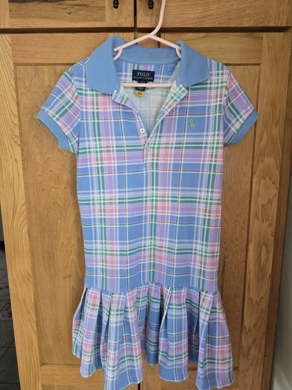 Polo by Ralph Lauren Girls Plaid Polo Dress - Pastel Blue